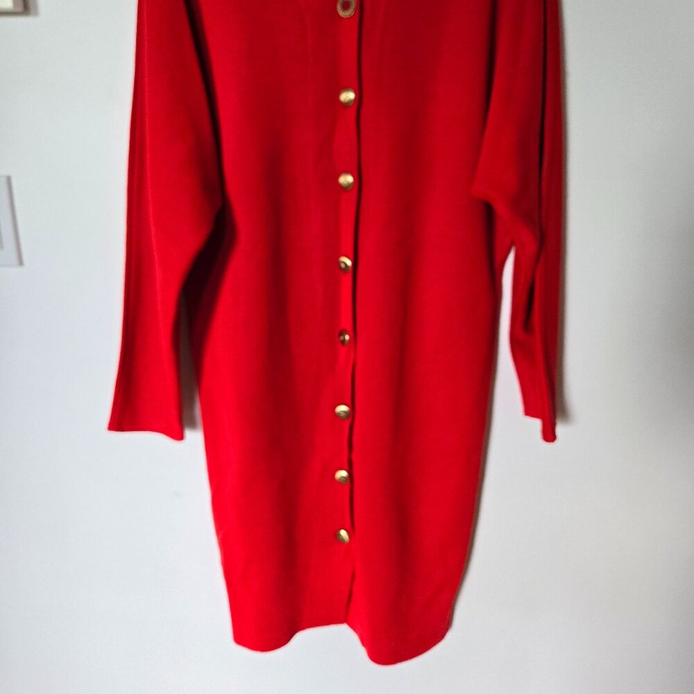 Rare find! Retro 80ties red dress, gold buttons on the back, perfect condition